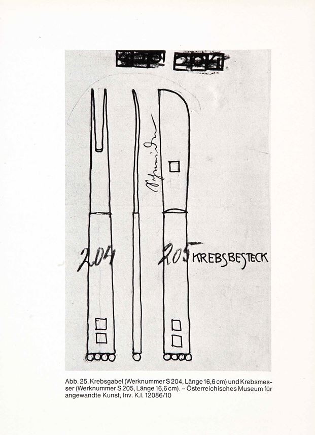 Josef  Hoffmann - Butter Knife and Crayfish Fork From the &quot;Flat Model&quot; Cutlery Serie | MasterArt
